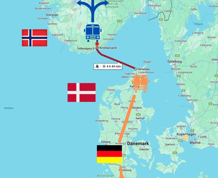 Fahrplan für die Buskette nach Norwegen mit Fähre beim Reiseservice Henser